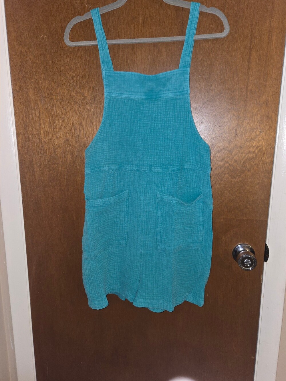 Teal Cotton Gauze Pinafore Dress